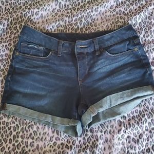Dark wash cuffed jean shorts